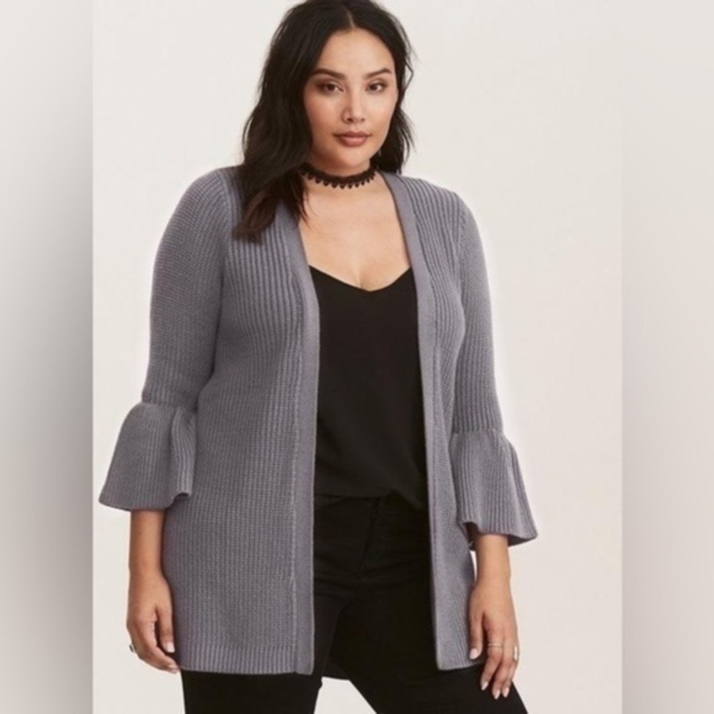 Torrid Cardigan Open Front Bell Sleeve Sweater